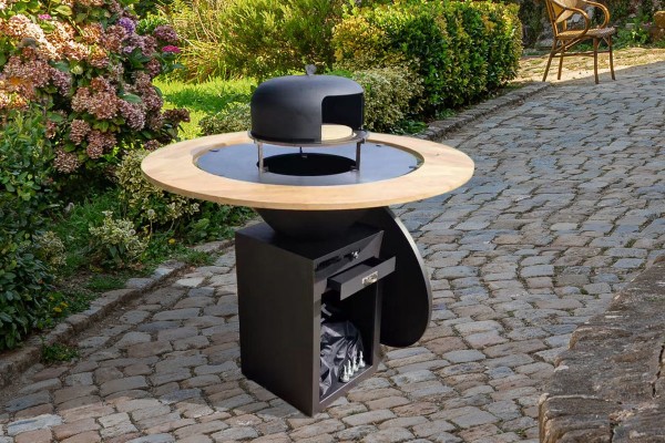BRASERO Pierre à Pizza Pour Barbecue EMMA - Compatible FlexiGrill | Céramique Avec Support Inox