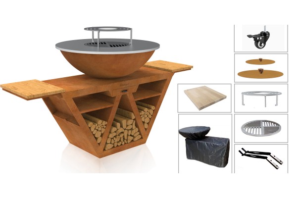 Pack complet Brasero Corten Galaxy - diamètre 100cm - Plaque acier rectifié