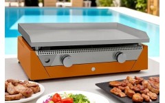 Plancha Gaz Acier chrome dur 12 mm, 4 lignes de feu - Simogas RAINBOW ORANGE