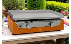 Plancha Gaz Acier chrome dur 12 mm, 4 lignes de feu - Simogas RAINBOW ORANGE