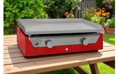 Plancha Gaz Acier chrome dur inox 12 mm, 4 lignes de feu - RAINBOW RED