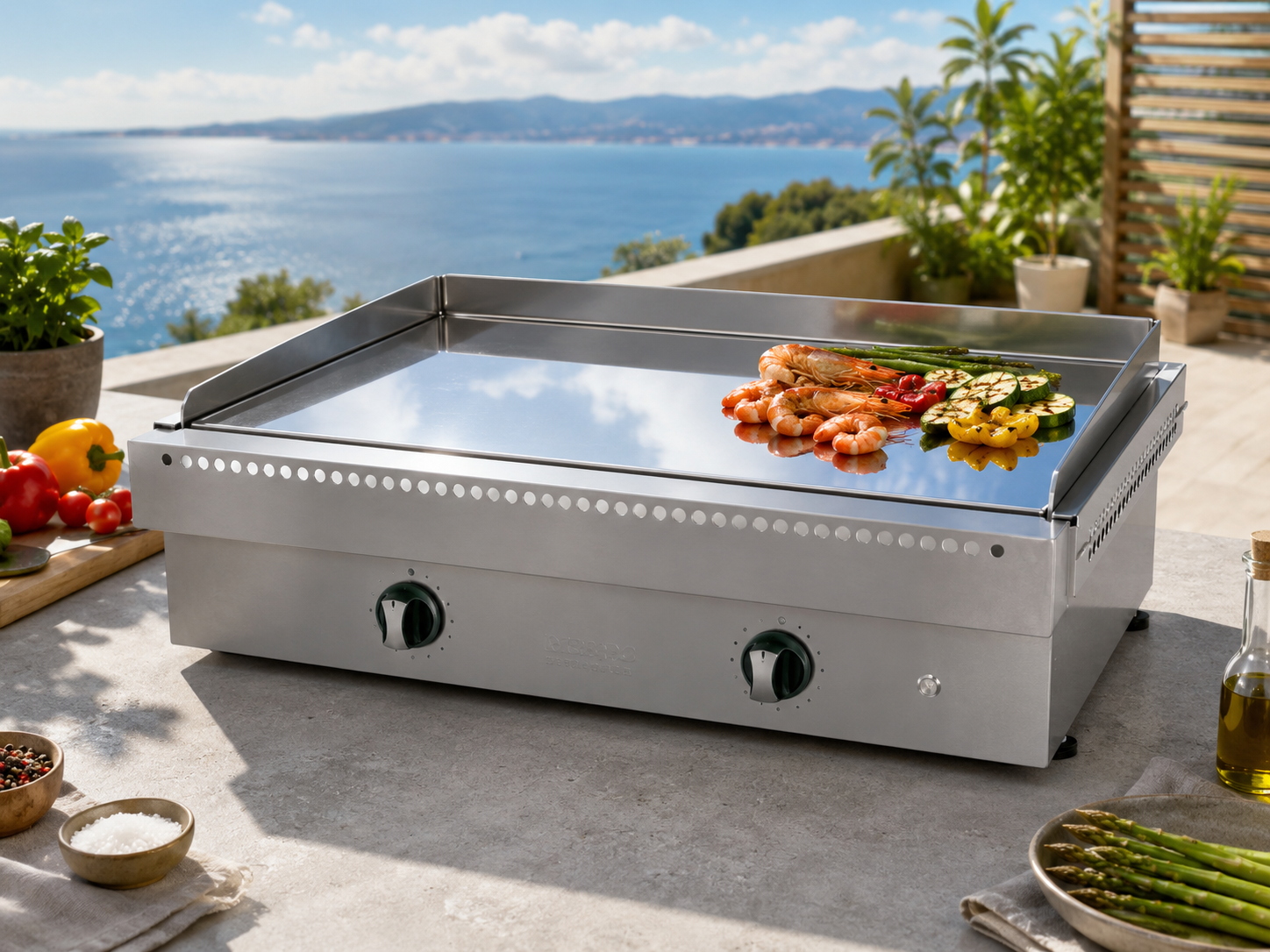 Plancha inox gaz chrome dur