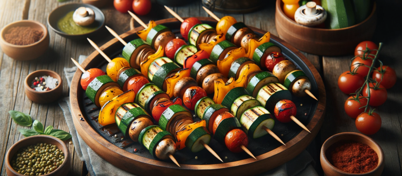 Brochettes de légumes à la plancha